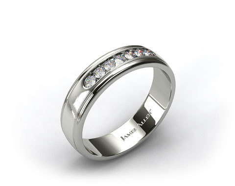 14k White Gold 6mm Channel Set Diamond Wedding Ring